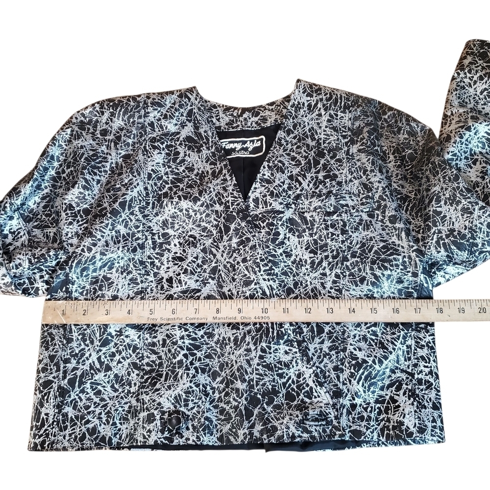 Made In Argentina Black and Silver Spatter Paint Moto Jacket. Women's M/L - Picture 9 of 11